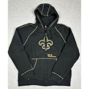 New Orleans Saints Hoodie Mens Large‎ Black NFL Football Zip Up EST '67 Graphic
